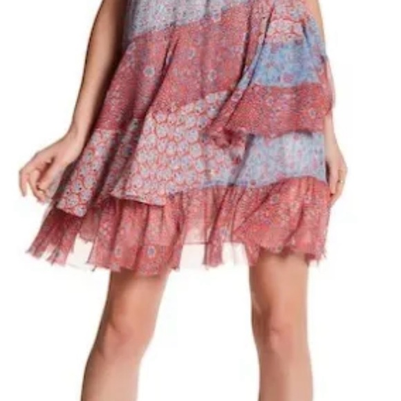 NWT Rebecca Taylor Amanda off shoulder mixed tier silk Dreas Size 6 - Picture 3 of 11